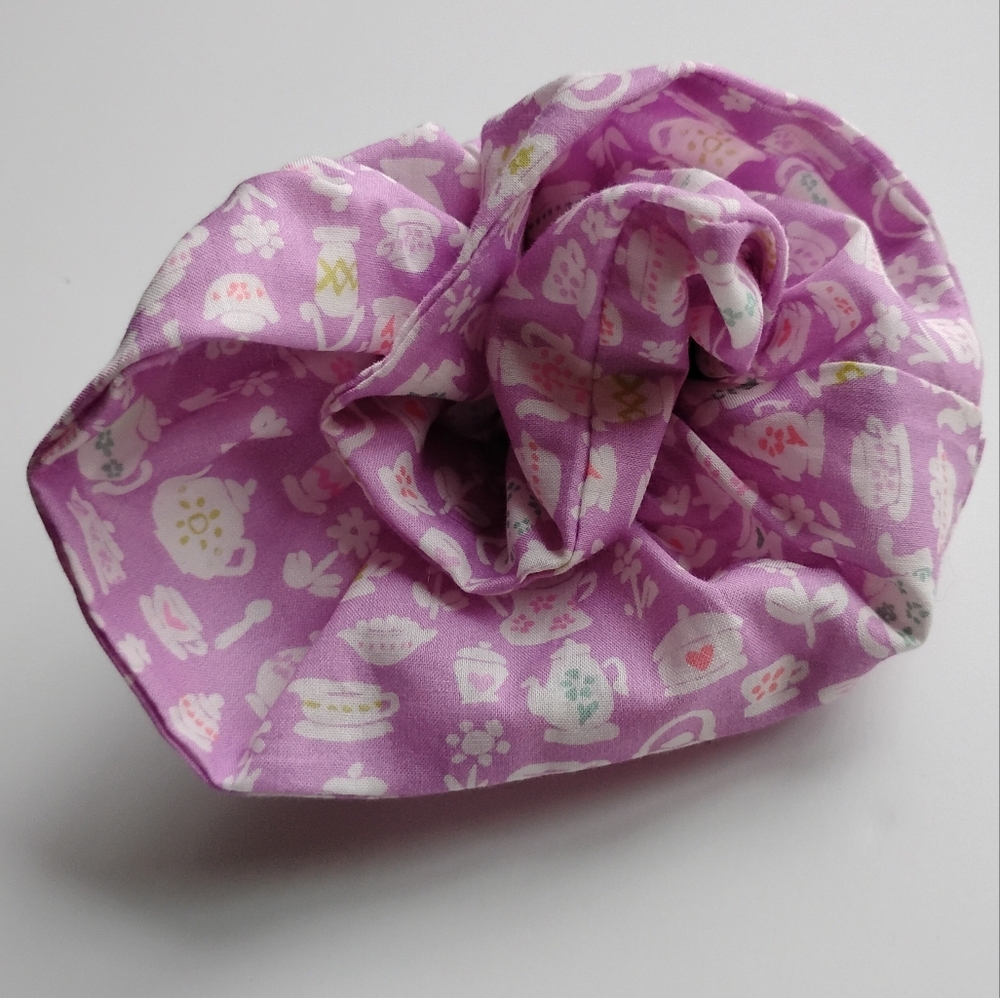 Liberty Art Fabric Scrunchie Suzy Elizabeth Teapots Cottagecore Bespokel Pink - Picture 3 of 8
